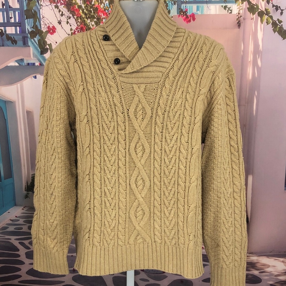 Polo Ralph Lauren Khaki Cable Knit Lambswool Sweater